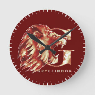 ハリー・ポッター   GRYFFINDOR™ライオンの水彩 ラウンド壁時計