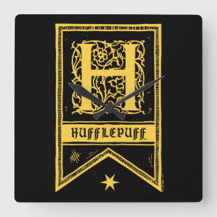 ハリー・ポッター   Hufflepuffモノグラムバナー スクエア壁時計