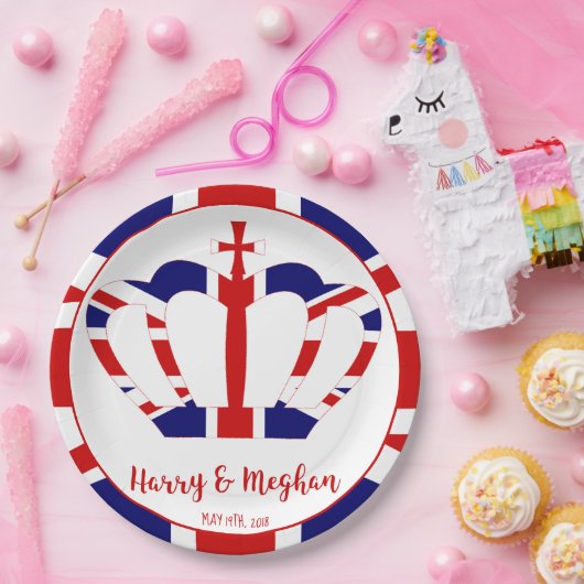 ハリー&メガンクラウン |王室のの結婚お祝い ペーパープレート (パーティー)
