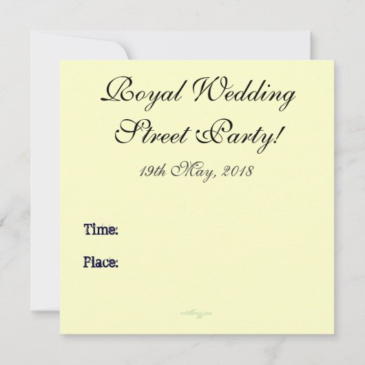 ハリ王室のー結婚&メガン通りパーティー招待状 招待状 (裏面)