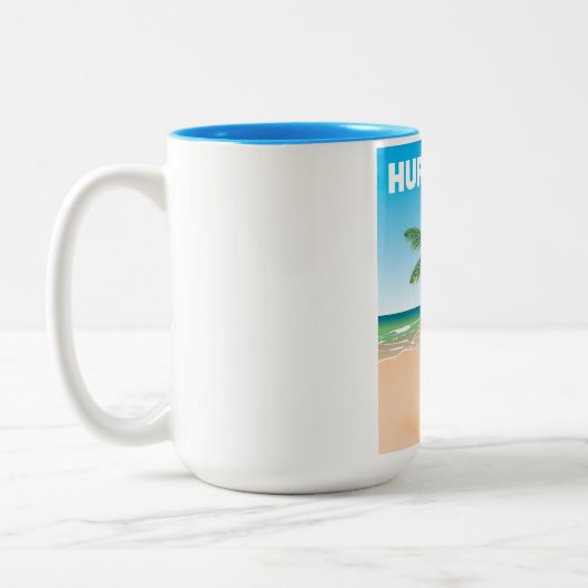 ハルガダ・エジプト旅行ポスター ツートーンマグカップ (左)