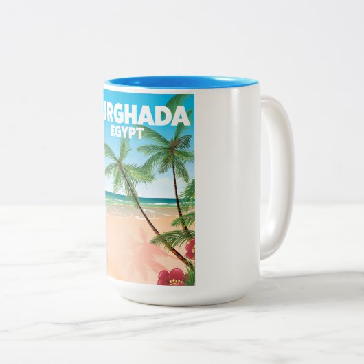 ハルガダ・エジプト旅行ポスター ツートーンマグカップ (正面右)