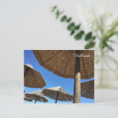 ハルキディキビーチ傘写真はがき ポストカード (スタンド正面)