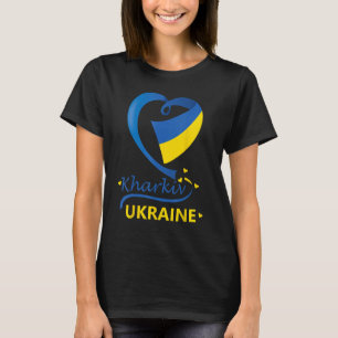 ハルキフウクライナ国旗ハート紋章 Tシャツ