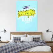ハルキ ギリシャ 地図 イラスト 旅行ポスター キャンバスプリント (インサイチュ (寝室))