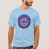 ハルグ島の家 イラン ヴェイパーウェーブ 青Tシャツ Tシャツ (正面)
