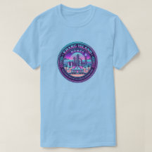 ハルグ島の家 イラン ヴェイパーウェーブ 青Tシャツ