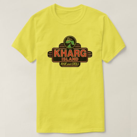 ハルグ島バー&グリル イラン イエローTシャツ Tシャツ (デザイン正面)