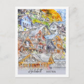 ハルスタットオーストリアトラベルプレイスウォーターカラー ポストカード (正面)