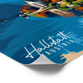 ハルスタットオーストリアヴィンテージ旅行イラストレーション ポスター (角)