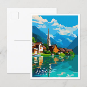 ハルスタットオーストリアヴィンテージ旅行イラストレーション ポストカード
