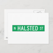 ハルステッド通り，シカゴ， IL通りサイン ポストカード (正面/裏面)