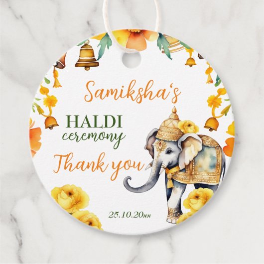 ハルディインディアン結婚の象の黄色い花が好き フェイバータグ (正面)