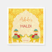 ハルディインディアン結婚ゾウは黄色 スタンダードカクテルナプキン (正面)
