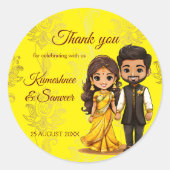 ハルディサンゲ結婚インディアン感謝していのお願い ラウンドシール (正面)