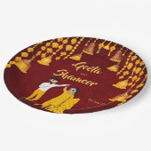 ハルディメンディサンゲインディアン結婚ズマルーンイエロー ペーパープレート (アングル)