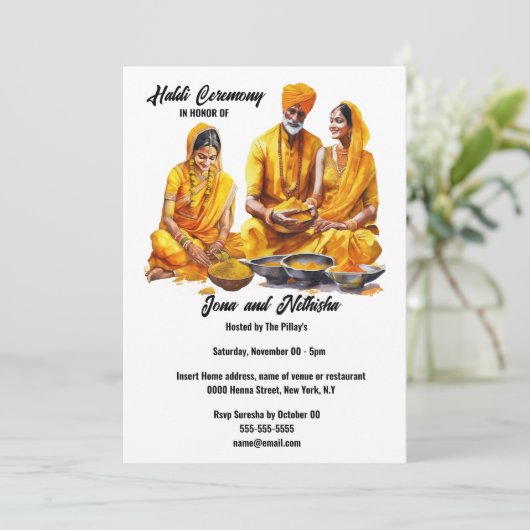 ハルディ家族式ブライダル恵みターメリック 招待状 (スタンド正面)