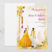 ハルディ招待状 & ヒンズー教式の結婚式招待状 招待状 (正面/裏面)