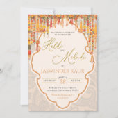 ハルディ・メヘンディ結婚式典 インドのサンガイト 招待状 (正面)