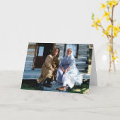 ハルバービレッジのパイオニア女性グリーティングカード15c カード (黄色い花)