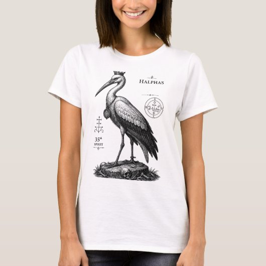 ハルファスの警戒するコウノトリ Tシャツ (正面)