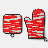 ハルマタンクリスマスフォグオーブンミットとポットホルダー 鍋つかみ&鍋敷きセット (正面)