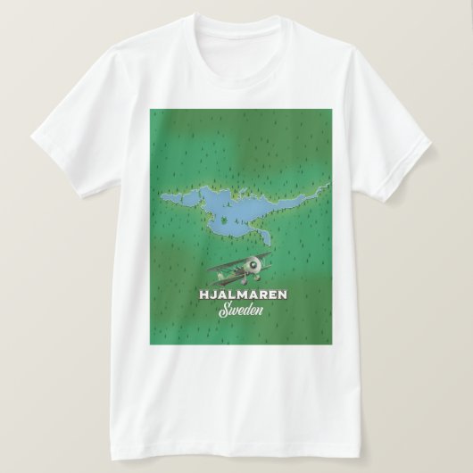 ハルマレン・スウェーデンの地図と旅行のポスター Tシャツ (デザイン正面)