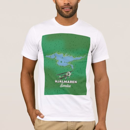 ハルマレン・スウェーデンの地図と旅行のポスター Tシャツ (正面)