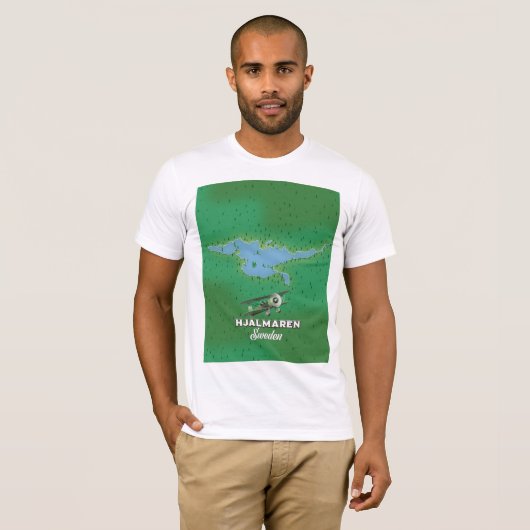 ハルマレン・スウェーデンの地図と旅行のポスター Tシャツ (正面フル)