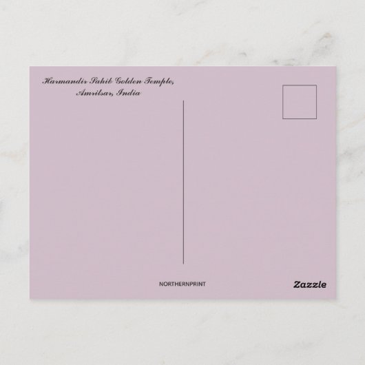 ハルマンディールサヒブゴールデンテンプルアムリトサールインド ポストカード (裏面)