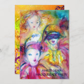 ハルレクイン、ピエロ、コロンビーナの仮面舞踏会 招待状 (正面/裏面)