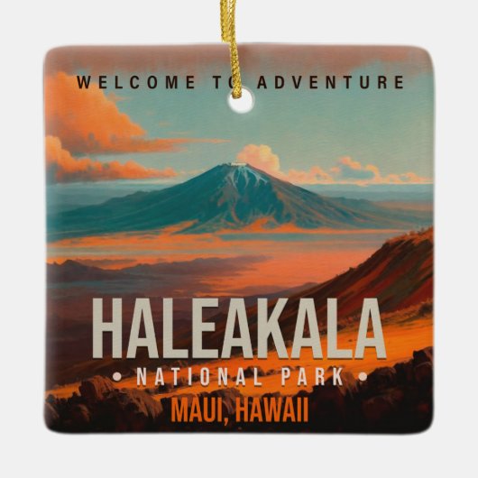ハレアカラナショナルパークマウイハワイヴィンテージ セラミックオーナメント (正面)