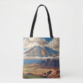 ハレアカラハワイヴィンテージトラベルイラストレーション トートバッグ (正面)