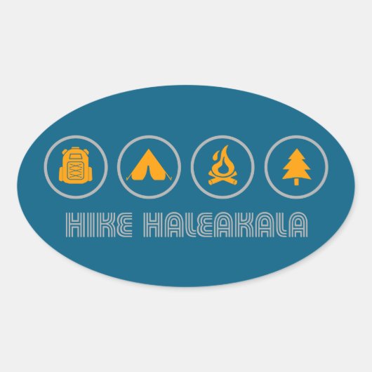 ハレアカラ国立公園をハイキング 楕円形シール (正面)