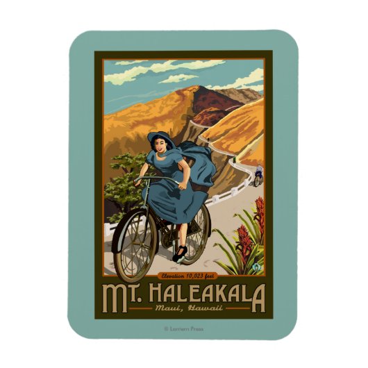 ハレアカラ山サイクリングハワイ マグネット (縦)