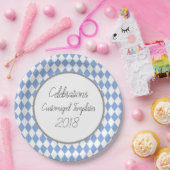 ハレキン-お祝い-テンプレート-青 ペーパープレート (パーティー)