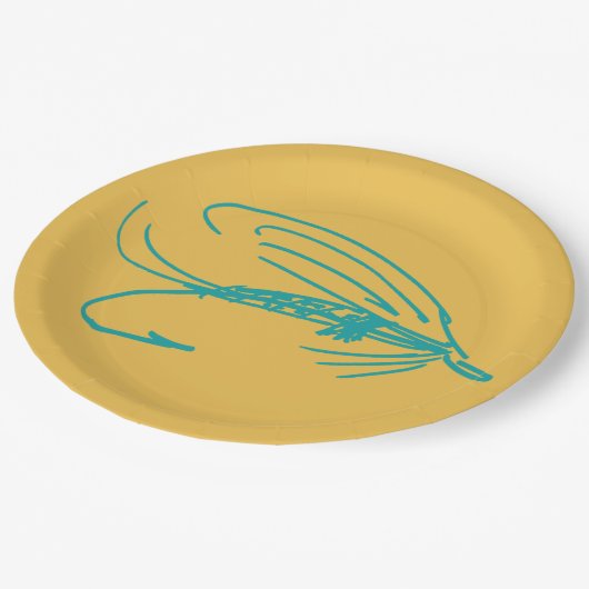 ハレクインフライ釣りルアーズ模様 ペーパープレート (アングル)