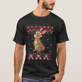 ハレサンタハットメンズウィメンズキッズ醜いクリスマスライト Tシャツ (正面)