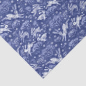 ハレススノーフィールドホワイトウサギ冬のパターンブルー 薄葉紙 (詳細)