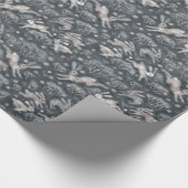 ハレススノーフィールドホワイトラビットウィンターパターングレー ラッピングペーパー (角)