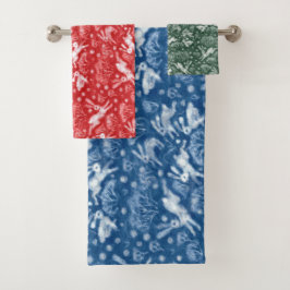 ハレスフィールドバンニースラビット冬の動物パターン バスタオルセット