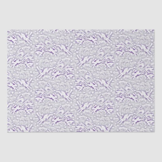 ハレスフィールドバンニーラビットパターンホワイトバイオレット 薄葉紙 (正面)