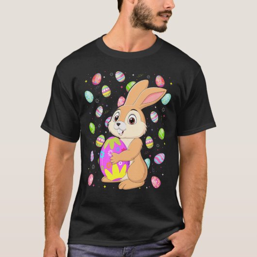 ハレバニーイースターエッグおもしろいハレイースターサンデー Tシャツ (正面)