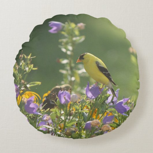 ハレベルの花の金魚 ラウンドクッション (正面)