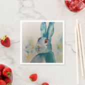 ハレラビットウォーターカラーブルーナプキン スタンダードカクテルナプキン (インサイチュ)