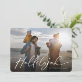 ハレルヤシンプルスクリプト宗教的なクリスマスフォト シーズンカード (スタンド正面)