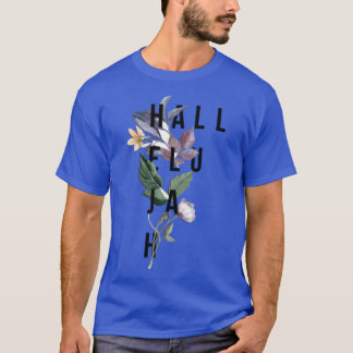 ハレルヤ キリスト教 花柄 レトロ Tシャツ
