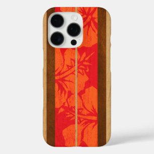 ハレワサーフフェイクボードウッドハイビスカス赤 iPhone 16 PROケース