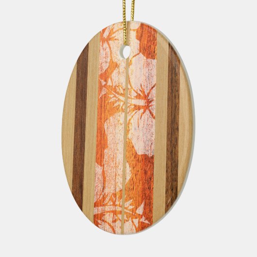 ハレワヴィンテージフェイクウッドサーフボードオーナメント セラミックオーナメント (左)