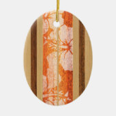 ハレワヴィンテージフェイクウッドサーフボードオーナメント セラミックオーナメント (正面)